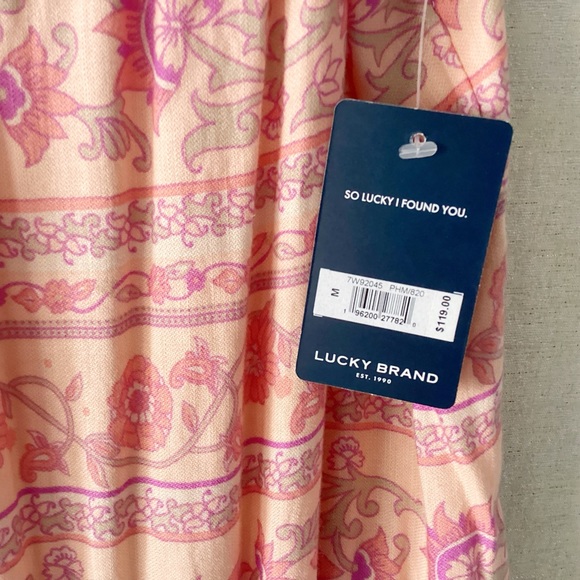 Lucky Brand Boho Midi Dress Woman’s Size Mixed Floral Print Pink Lavender NWT - Picture 7 of 14
